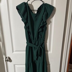 Elegant Green Ruffle Dress